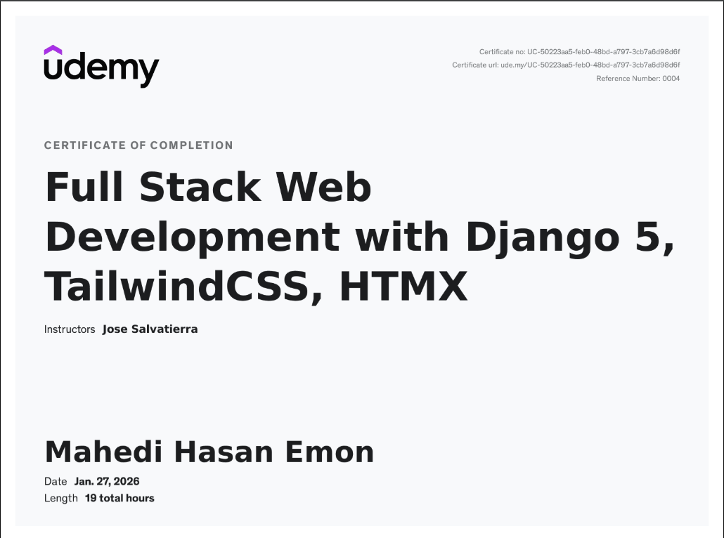 Full Stack Web Development with Django 5, TailwindCSS, HTMX